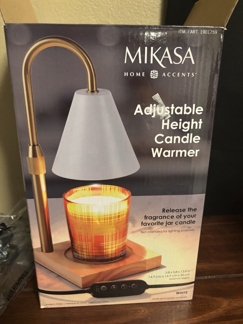 Mikasa Candle Warmer Lamp Adjustable Height Dimmable No Flame - New